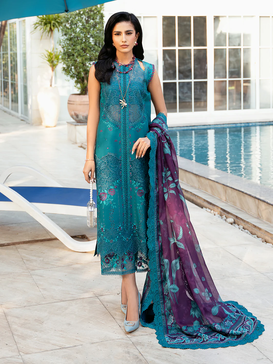 Bin ilyas luxury embroidered lawn collection-11
