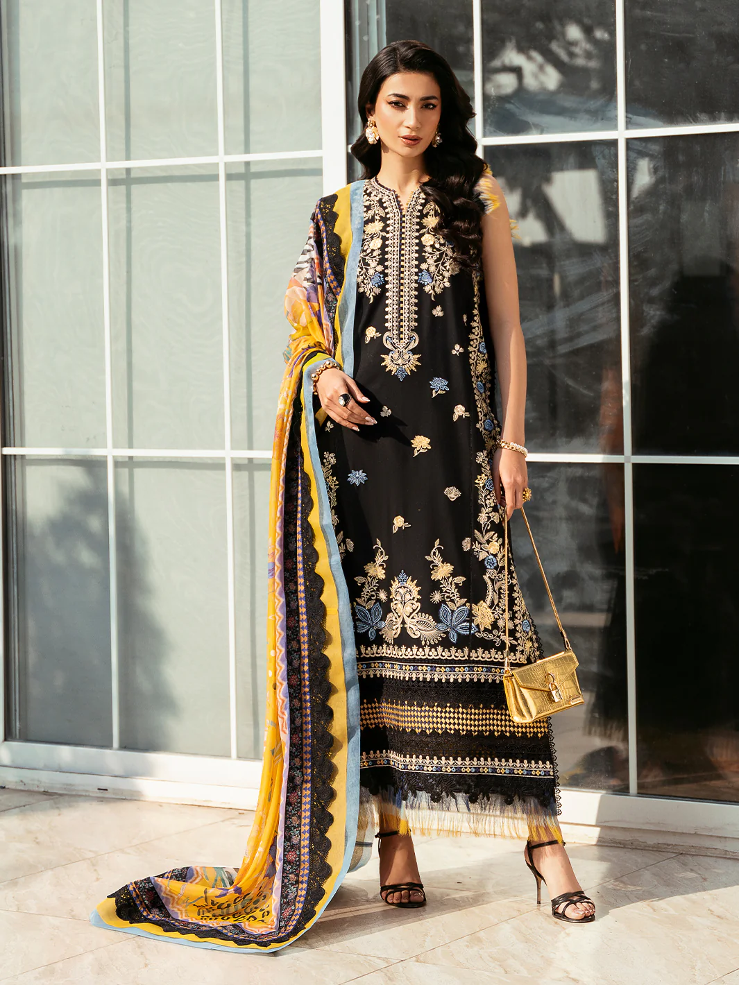 Bin ilyas luxury embroidered lawn collection-8